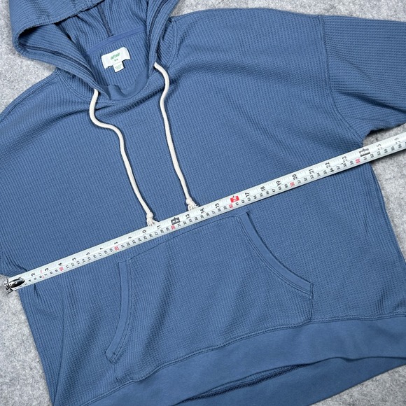 Aerie pullover Hoodie Womens Medium Blue Waffle Knit Oversized Casual Loungewear - Picture 4 of 14